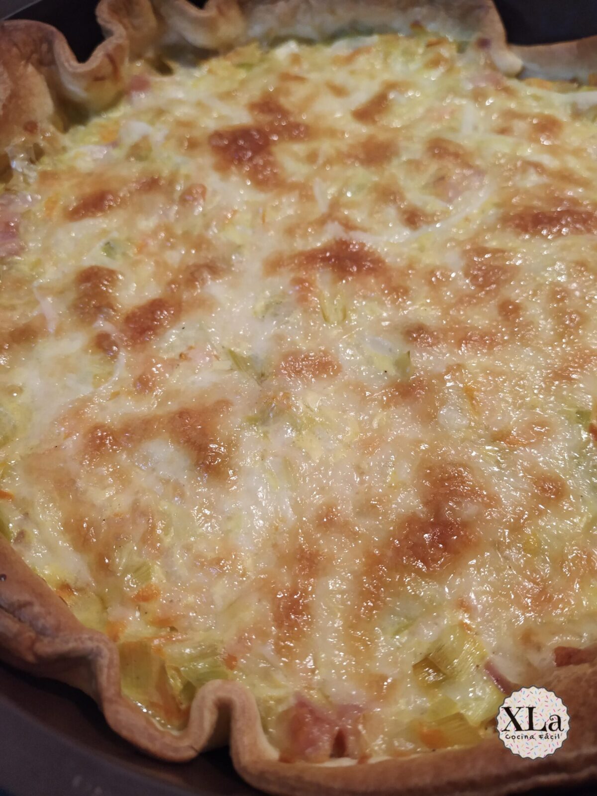 Quiche de puerro, zanahoria y jamón york